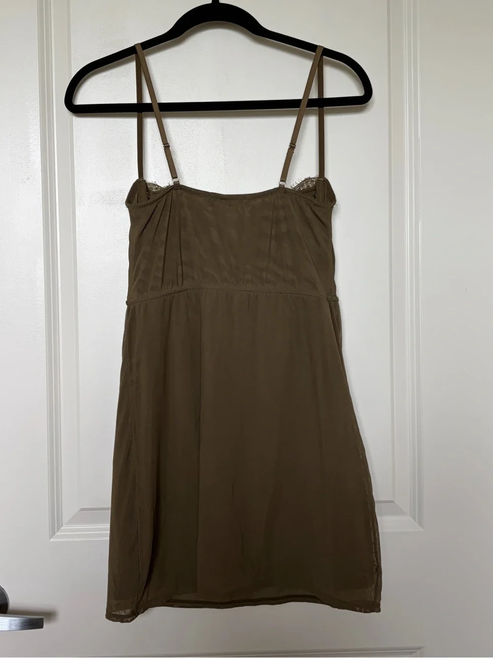 Urban Outfitters Olive Lace-Trim Slip Dress